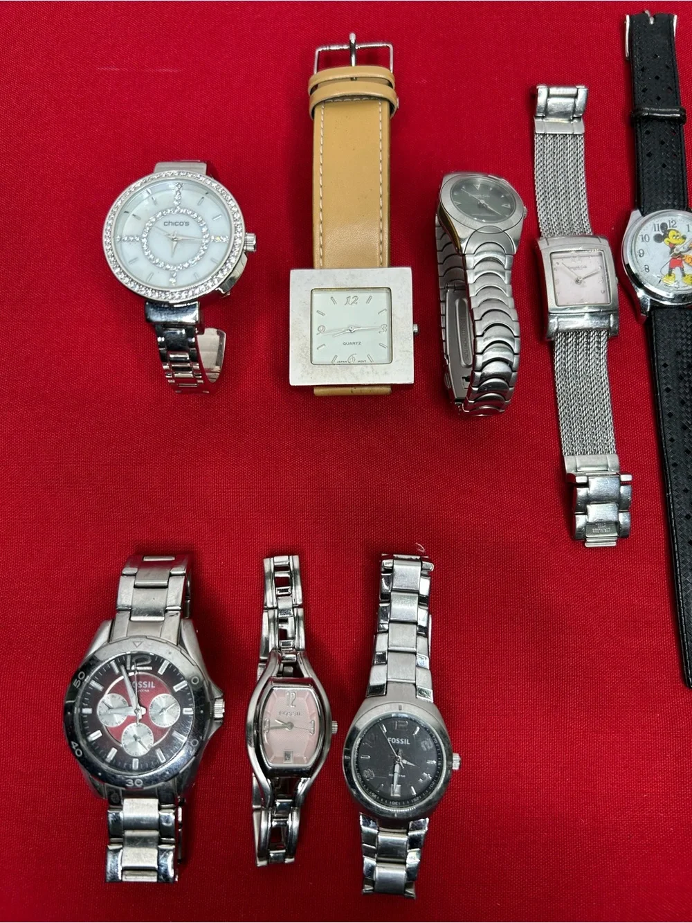 Assorted Womens Wristwatch Lot Silver Black Gold Tan Watch Bulova Seiko Android
